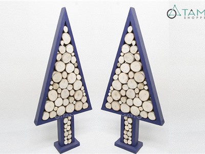 Cây thông Noel gỗ lát cây tam giác có chân đế cao 65cm X-TREE-33